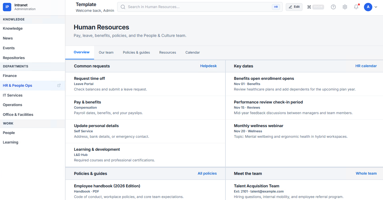 Gergit Human Resources Department Portal page screenshot